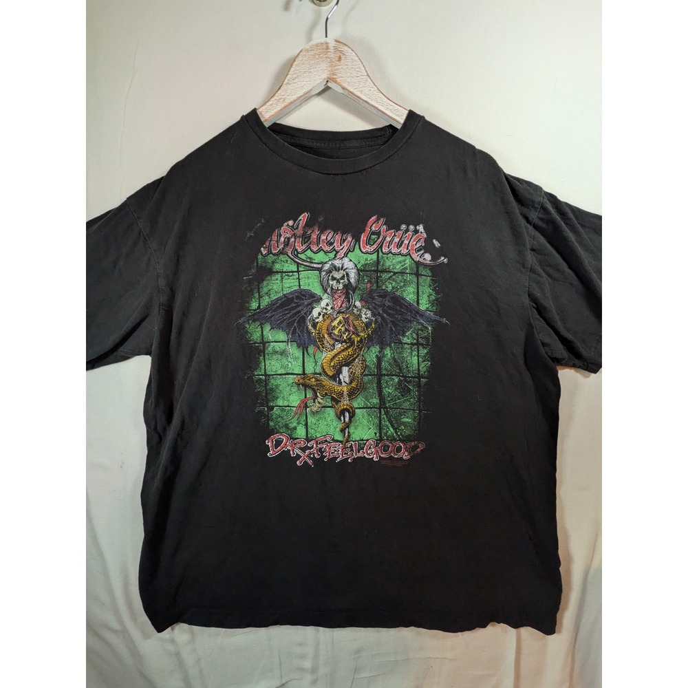 Motley Crue Dr. Feelgood Graphic T-Shirt Mens XL Black Rock Band Tee 1989 Art